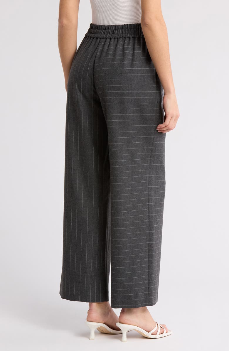 Alice + Olivia Benny Pull-On Wide Leg Pinstripe Pants, Alternate, color, Charcoal/ White