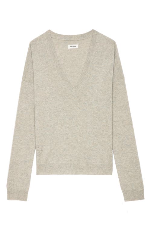 Zadig & Voltaire Vivi Patch Cashmere V-neck Sweater In Geology