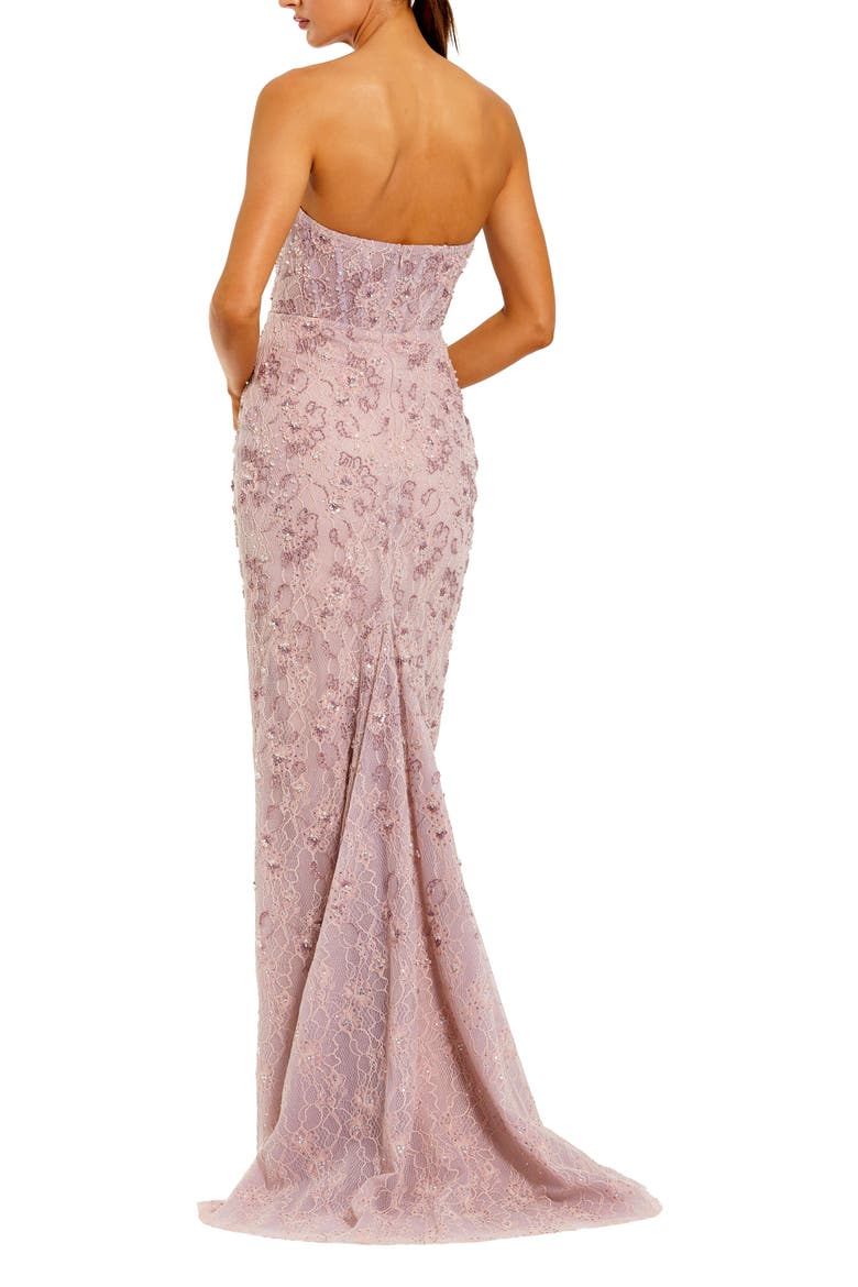 Beaded Strapless Bustier Gown With Satin Rose Cape, Alternate, color, Rose