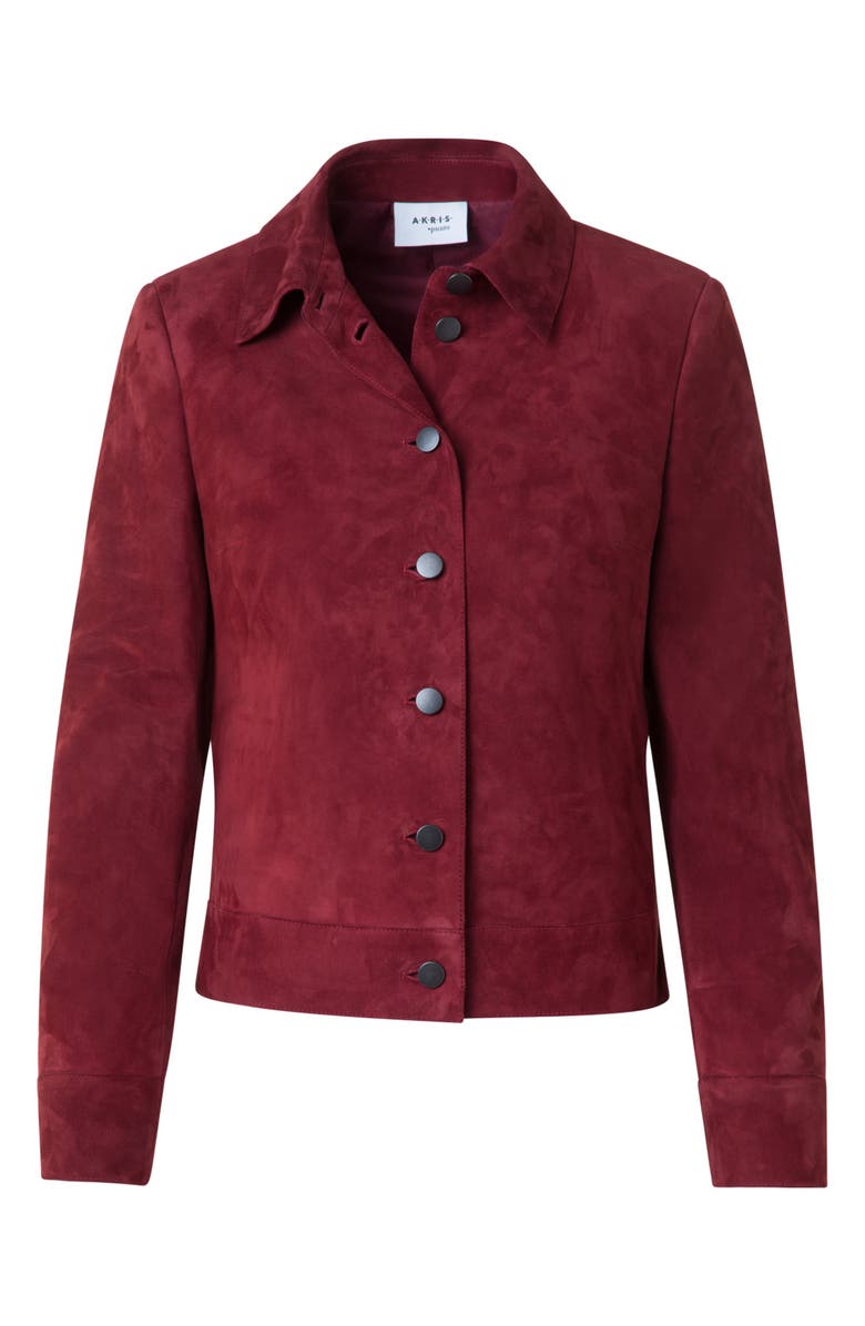 Akris punto Goatskin Suede Jacket, Alternate, color, Cranberry