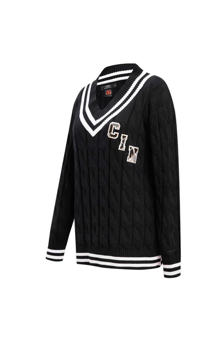PRO STANDARD Women's Pro Standard  Black Cincinnati Bengals Prep V-Neck Pullover Sweater, Alternate, color, 