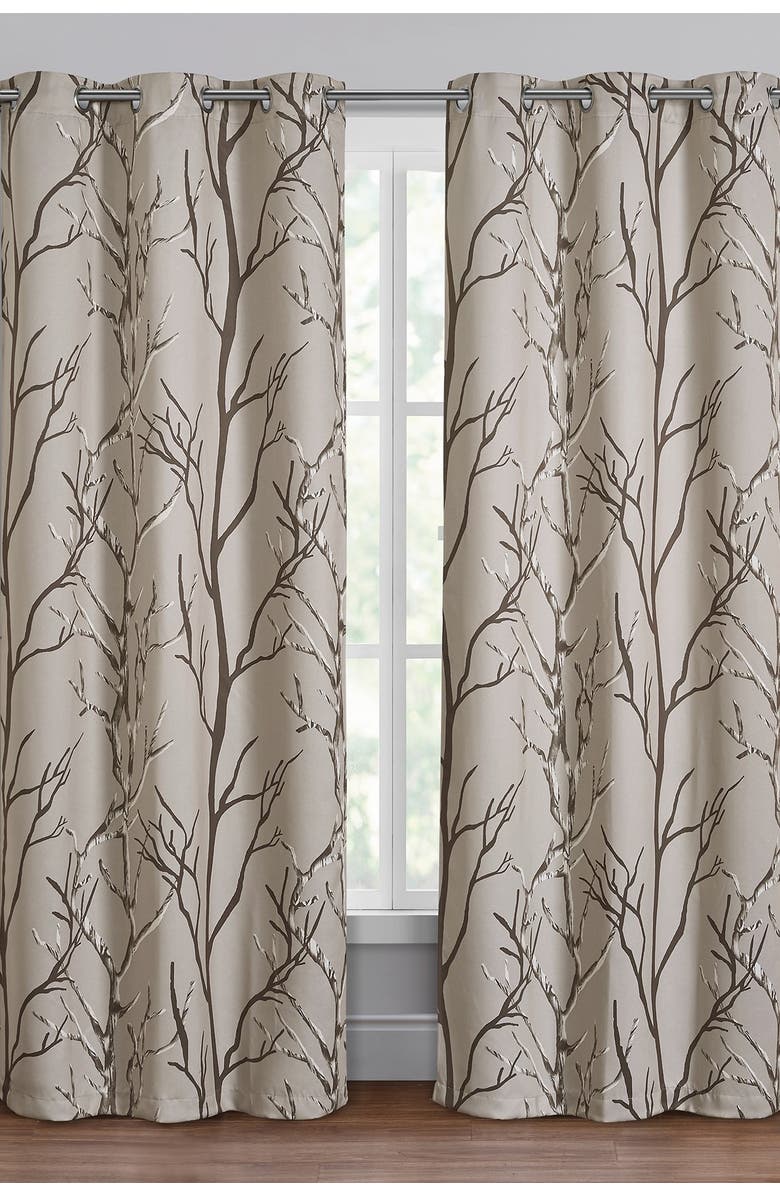VCNY HOME Kingdom Branch Blackout Curtain Panel - Brown, Alternate, color, Brown