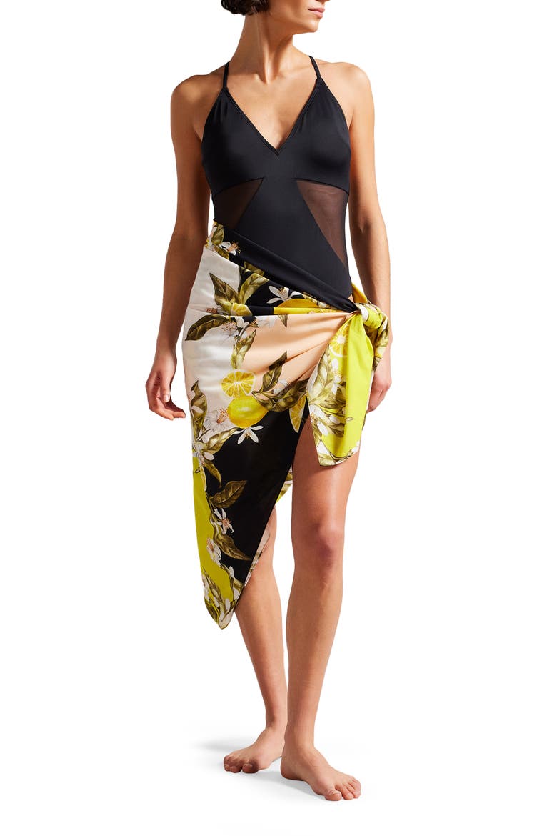 Abbiee Floral Cover-Up Scarf, Alternate, color, BLACK