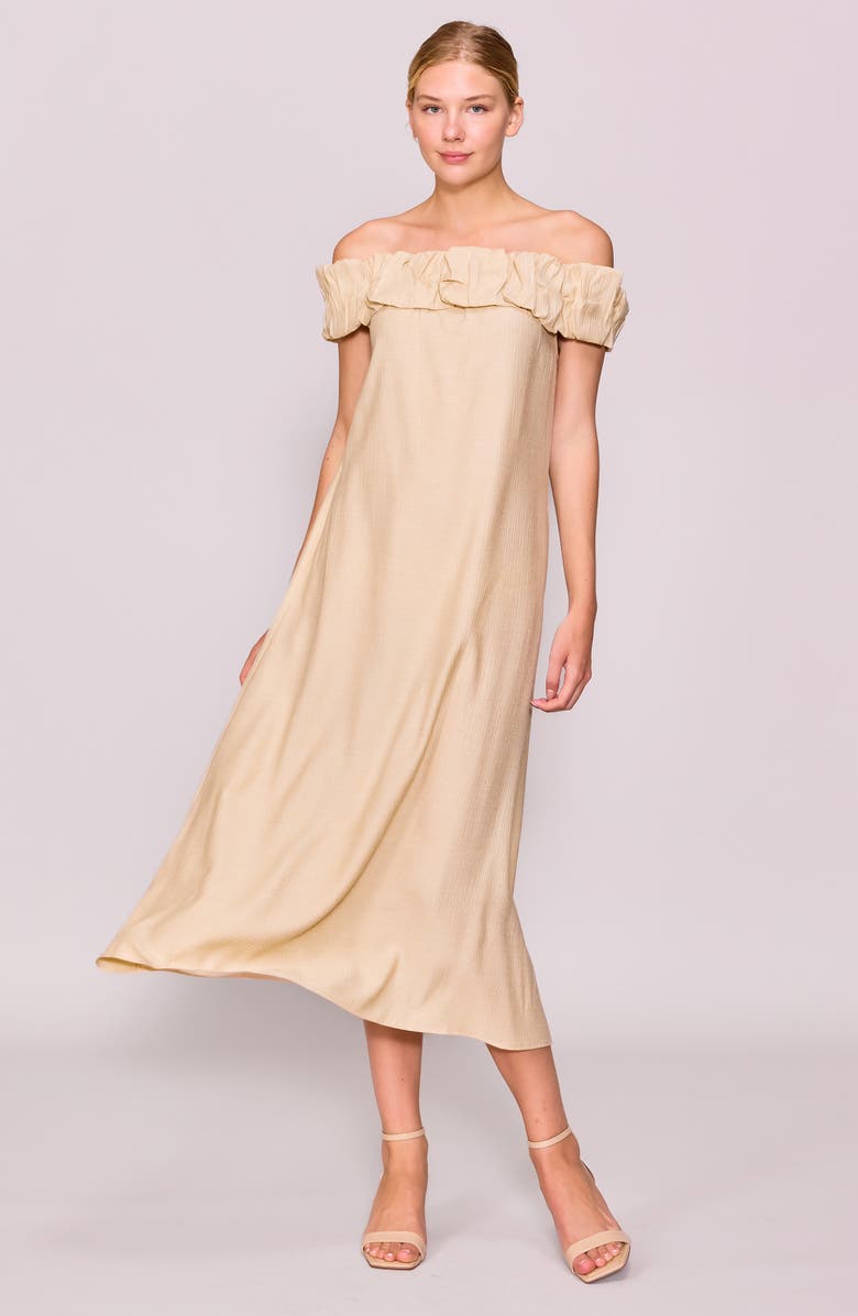 MELLODAY Off the Shoulder Shift Cocktail Dress, Alternate, color, Beige