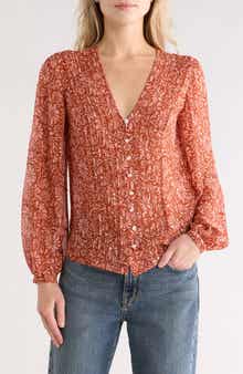Veronica Beard Calvin Long Sleeve Silk Button-Up Top