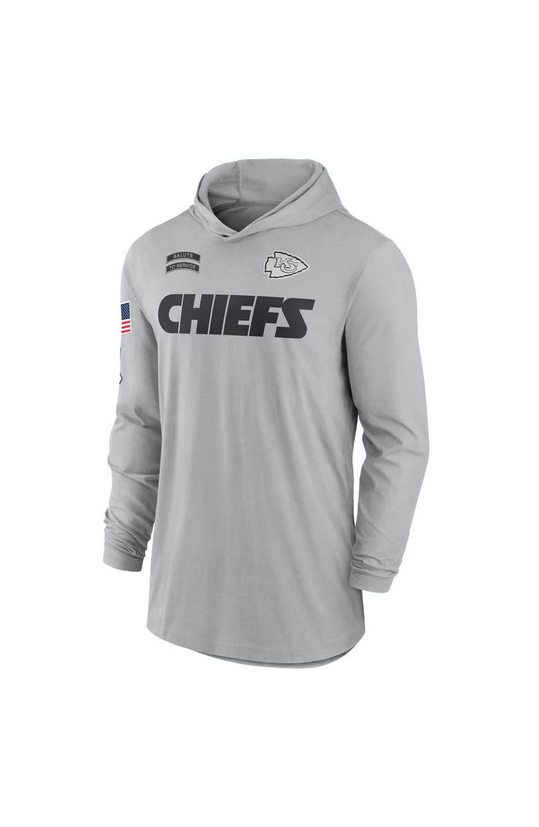 Nike Men's Nike Gray Kansas City Chiefs 2024 Salute to Service Lightweight Performance Long Sleeve Hooded T-Shirt, Alternate, color, 