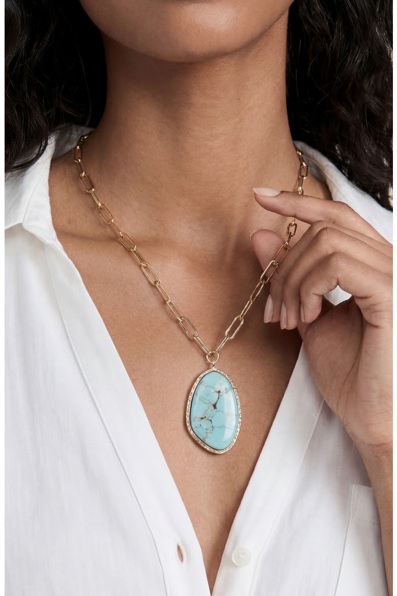 Oval Stone Pendant Necklace, Alternate, color, TURQUOISE