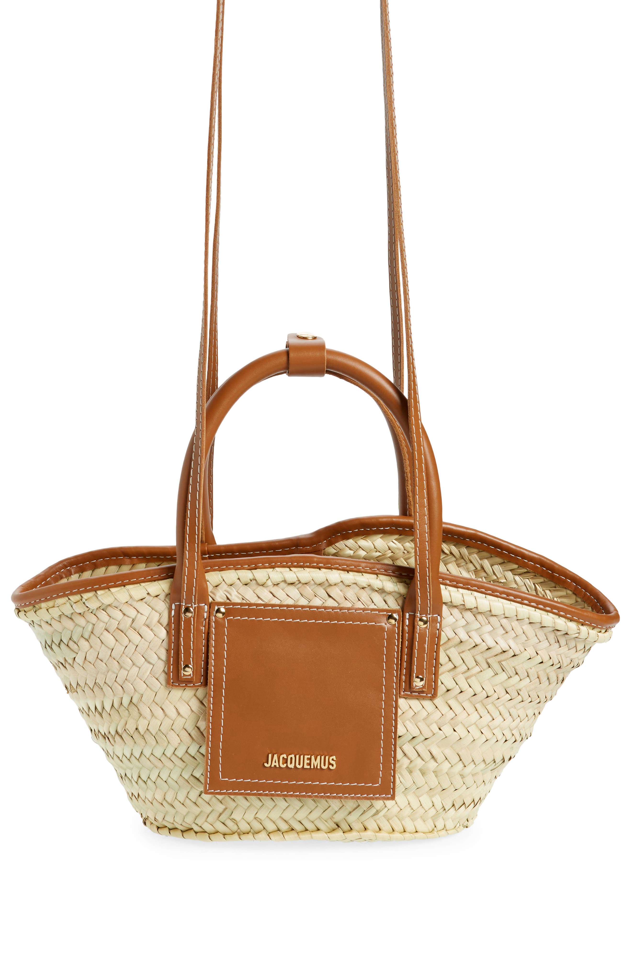 Jacquemus Le Petit Panier Soli Woven Palm Basket Bag, Main, color, 