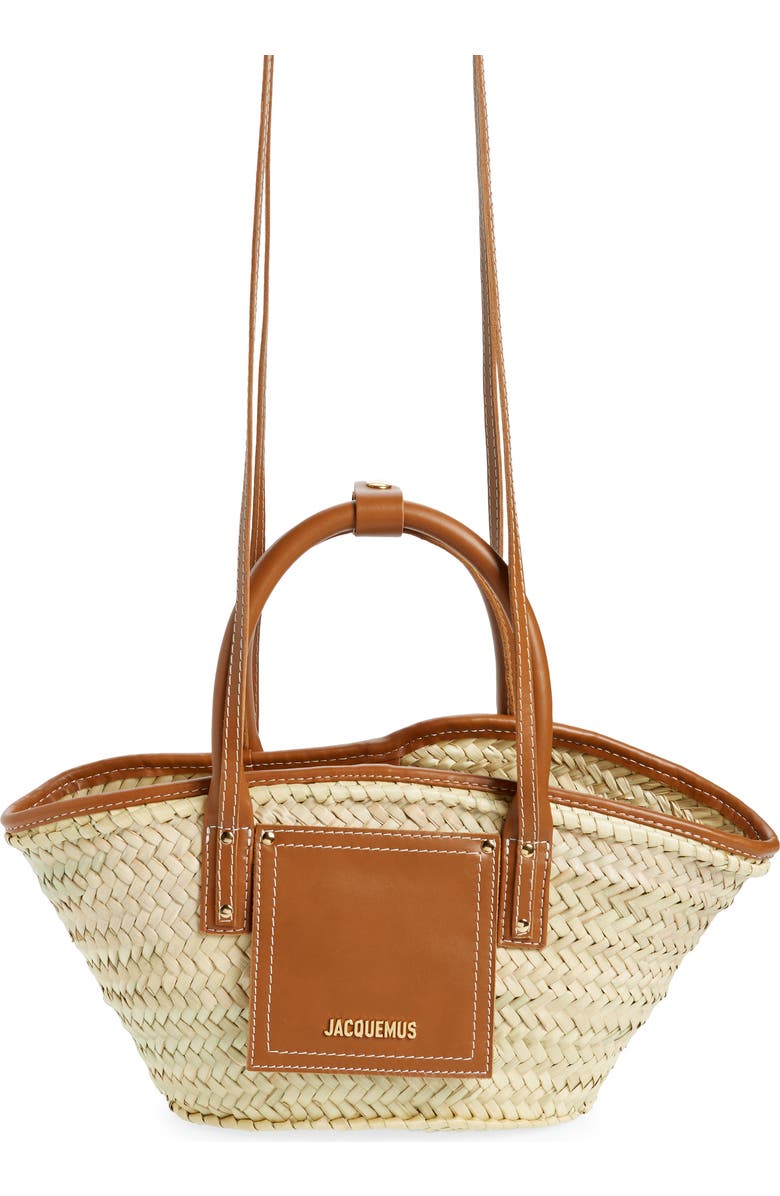 Jacquemus Le Petit Panier Soli Woven Palm Basket Bag, Main, color,