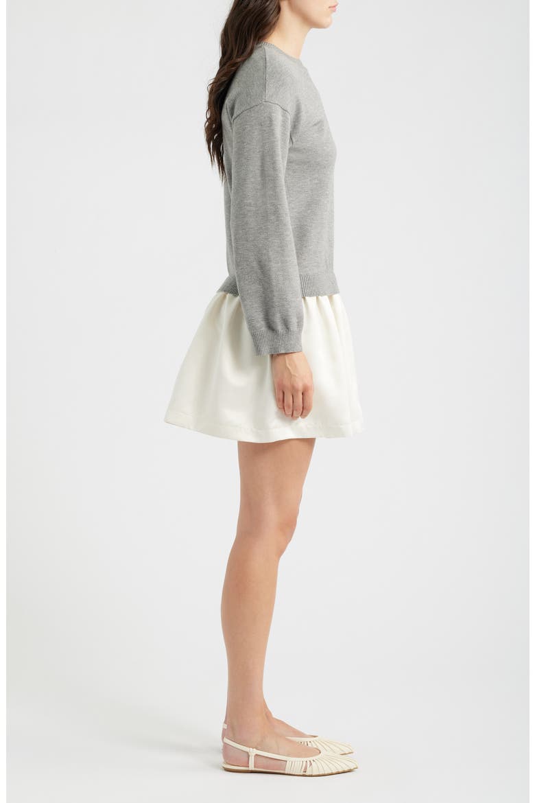 Mixed Media Sweater Dress, Alternate, color, LIGHT GREY