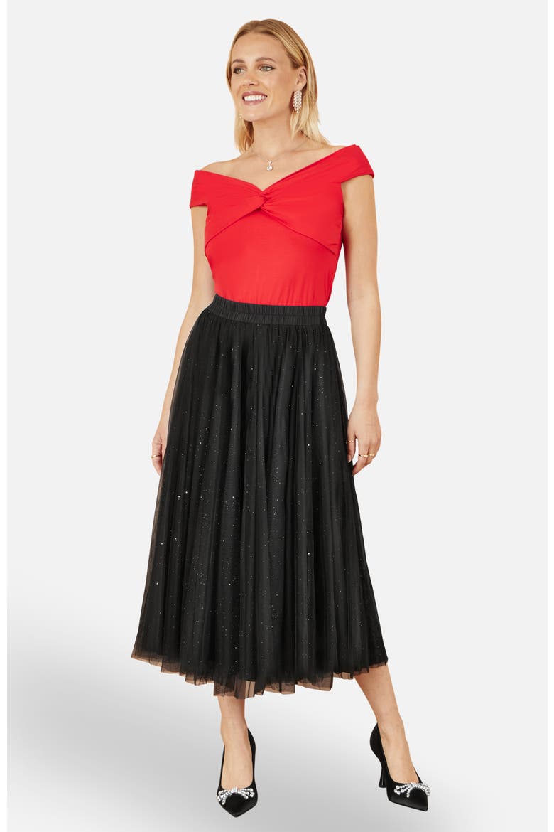 Sparkle Mesh Tulle Skirt, Alternate, color, Black
