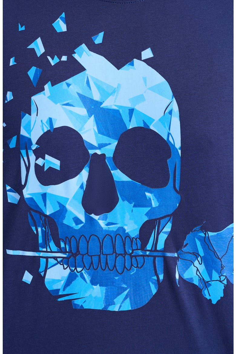 Rose Skull Graphic T-Shirt, Alternate, color, NAVY