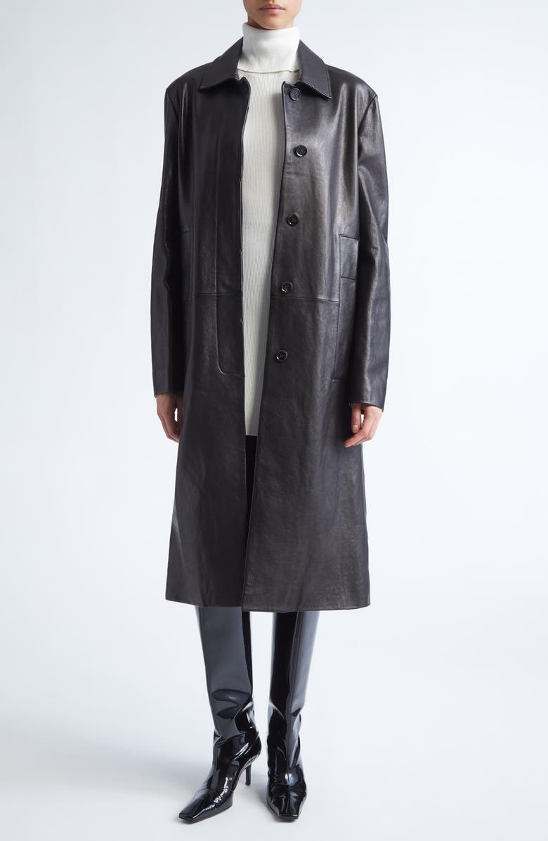 Proenza Schouler Nissi Leather Coat, Main, color, Black