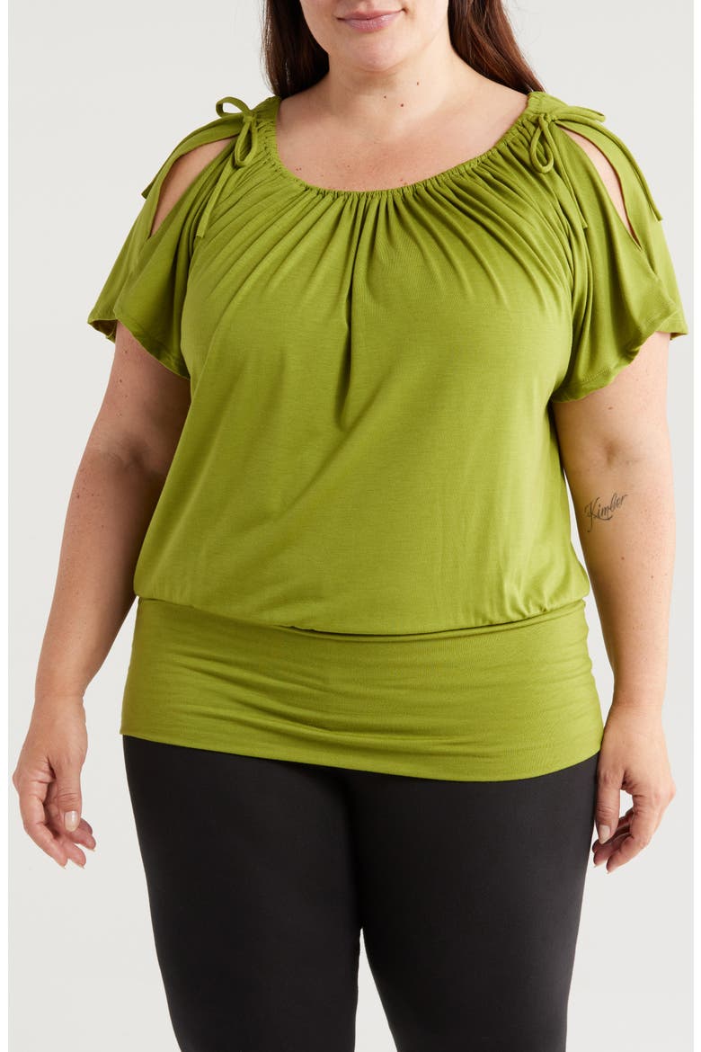 Banded Blouson Top, Main, color, KIWI