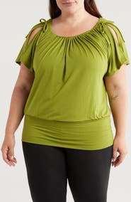 24seven Comfort Apparel Banded Blouson Top
