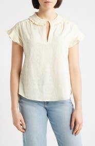 Wit & Wisdom Embroidered Split Neck Top