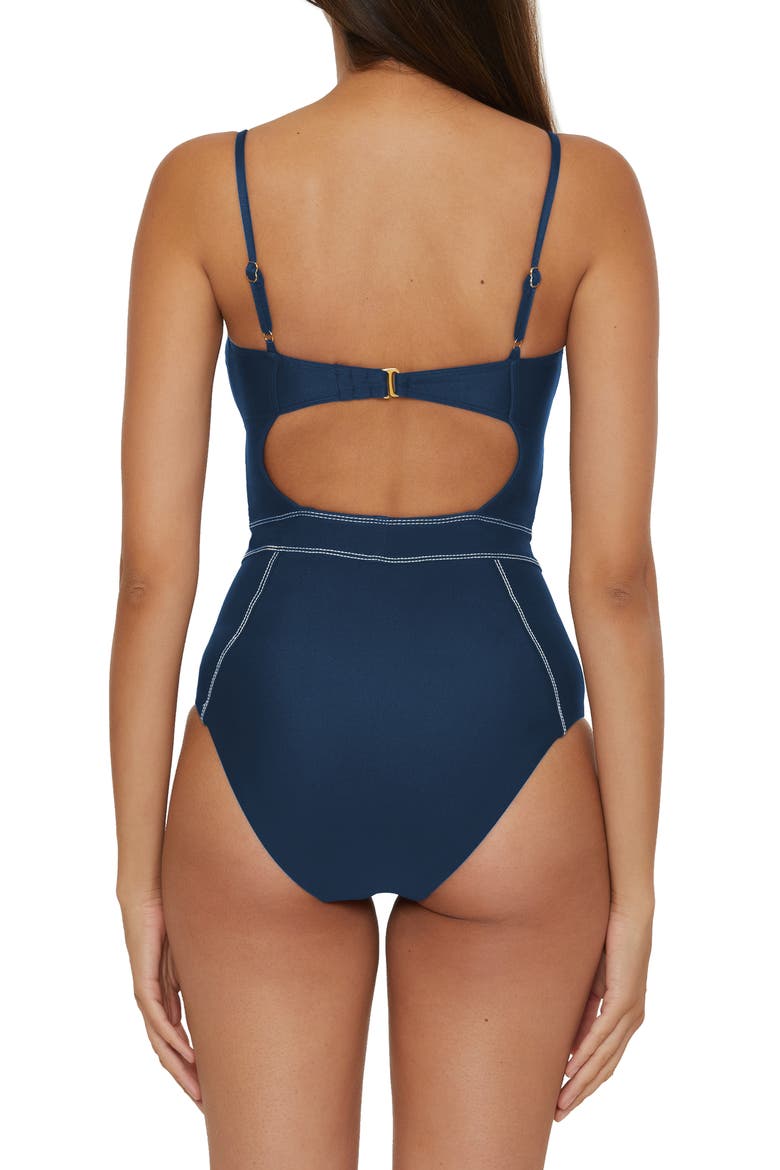 Color Sheen One-Piece Swimsuit, Alternate, color, NAVY