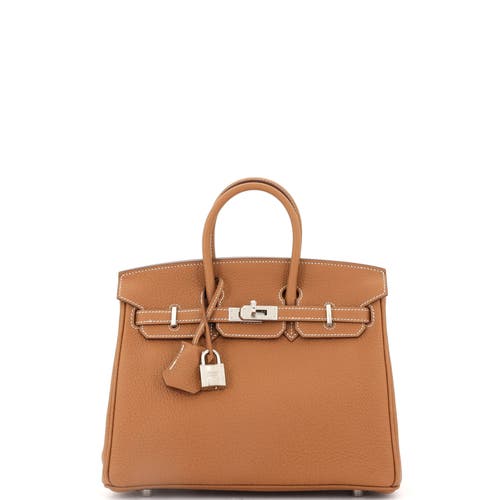 Pre-owned Hermes Hermes Birkin Handbag Brown Togo With Palladium Hardware 25 In Gold