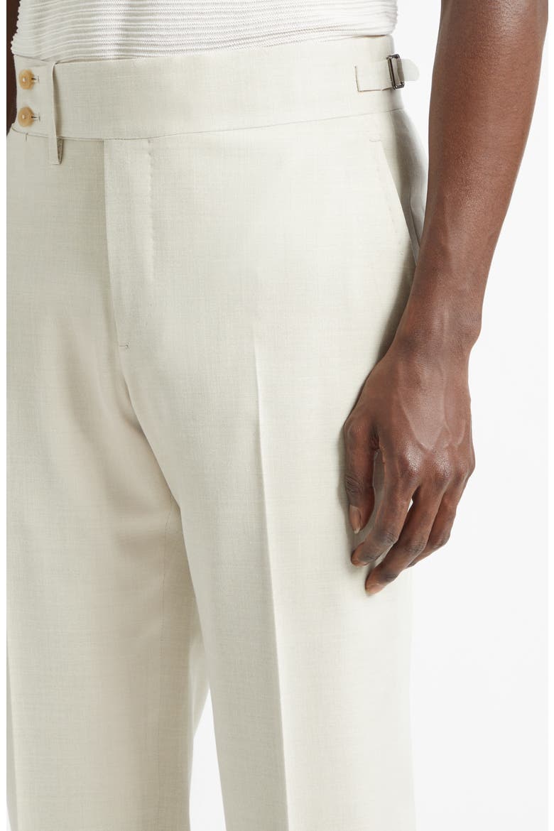 Denim Effect Stretch Wool, Silk & Linen Cuffed Pants, Alternate, color, OPEN WHITE 300