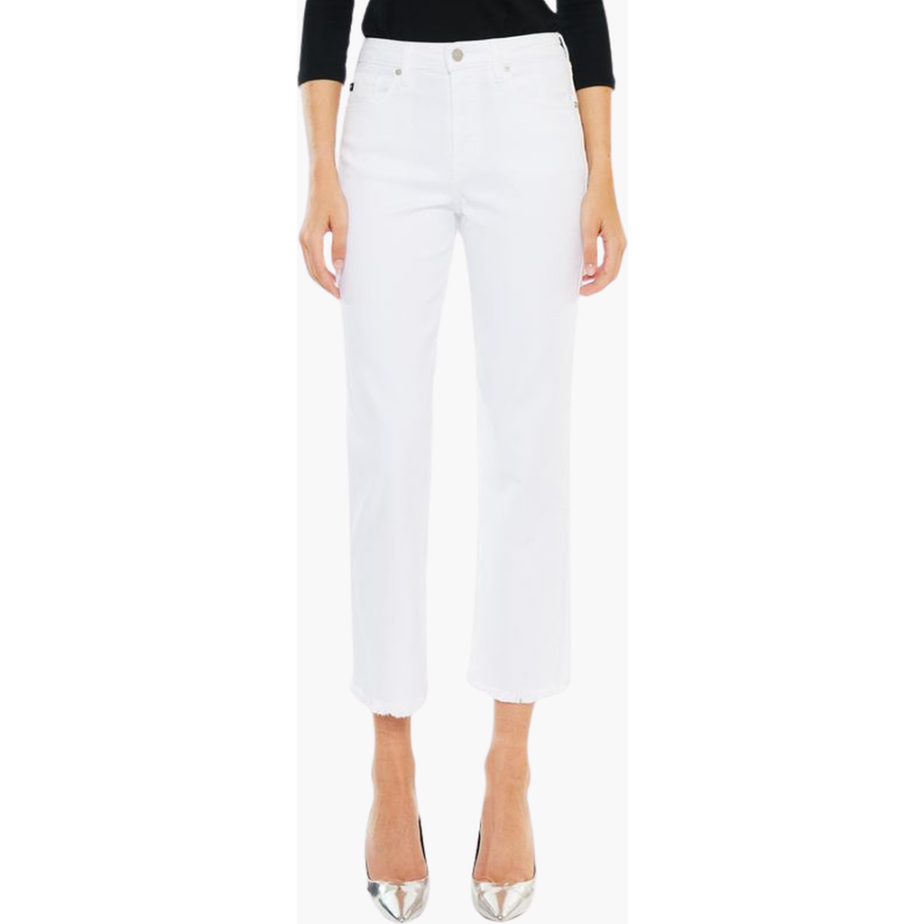 Kancan Zahra High Rise Cropped Straight Leg Jeans In White