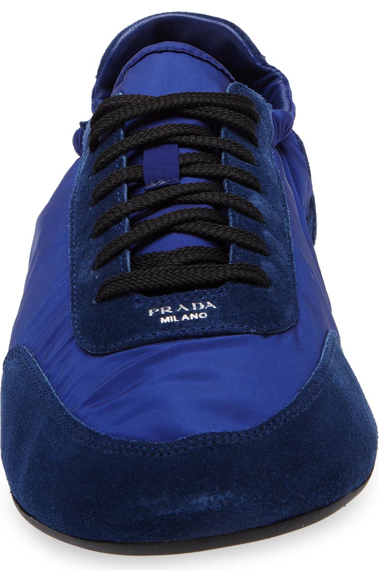 Prada Collapse Mixed Media Low Top Sneaker, Alternate, color, Bluette