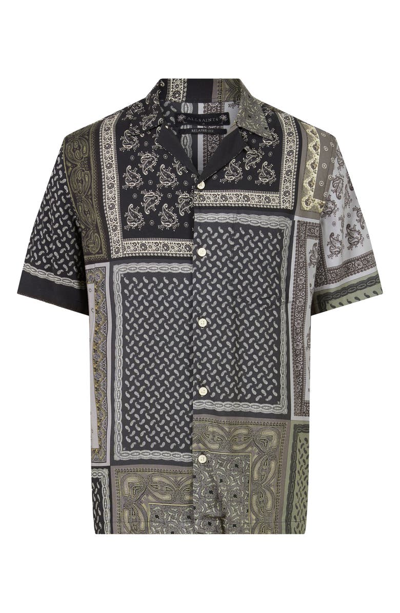 AllSaints Yacutan Print Short Sleeve Button-Up Camp Shirt, Alternate, color, 