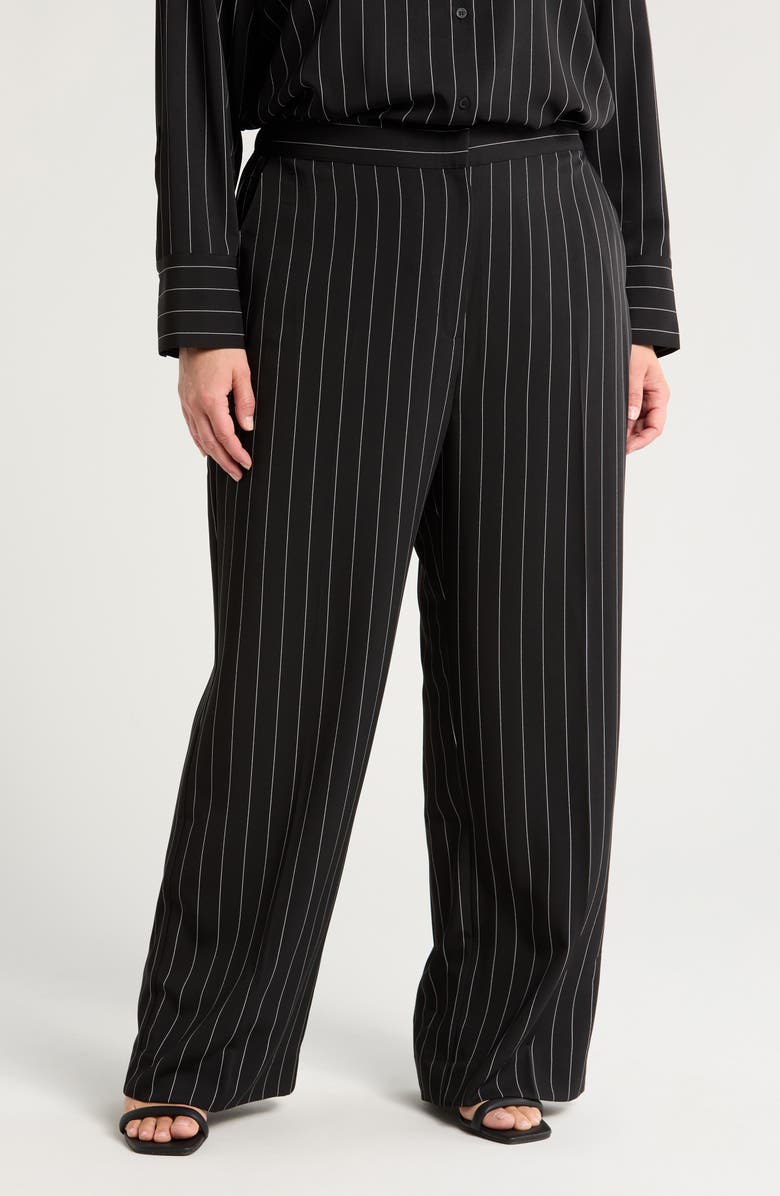 Nordstrom Stripe Stretch Twill Pants, Main, color, Black Penelope Pinstripe