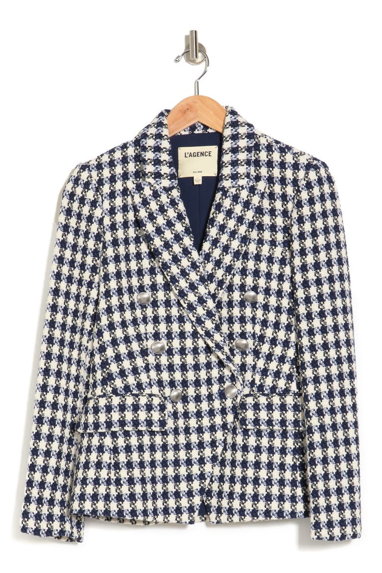 LAGENCE Kenzie Double Breated Blazer, Alternate, color, NAVY/ IVORY TWEED