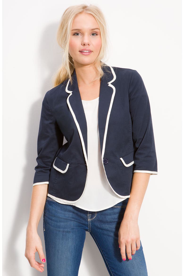 Contrast Trim Jacket, Main, color, NAVY- ECLIPSE