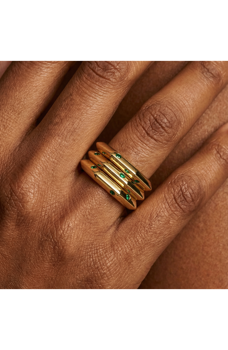 Ora Ana The Athena Double-Sided Burnish Ring, Alternate, color, Gold/Emerald Cz