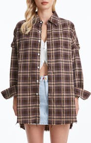 Bayeas Plaid Fray Oversize Shirt