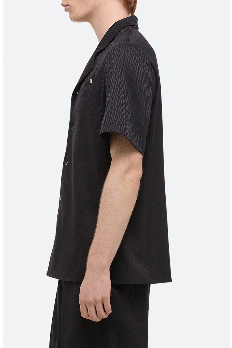 Modest Jacquard Satin Camp Shirt, Alternate, color, BLACK/ BLACK