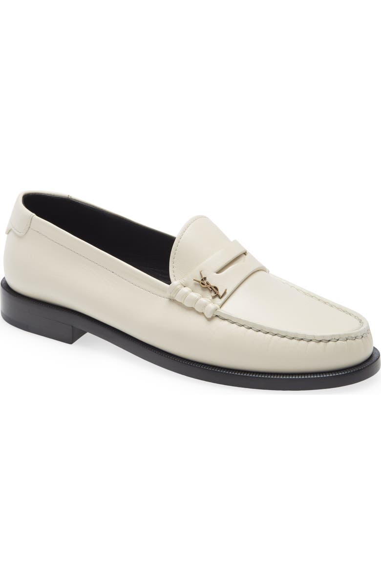 Saint Laurent Le Loafer Monogram Penny Loafer, Main, color, Pearl