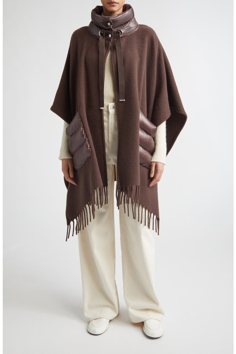 Mixed Media Fringe Trim Poncho, Main, color, 8810 FONDENTE
