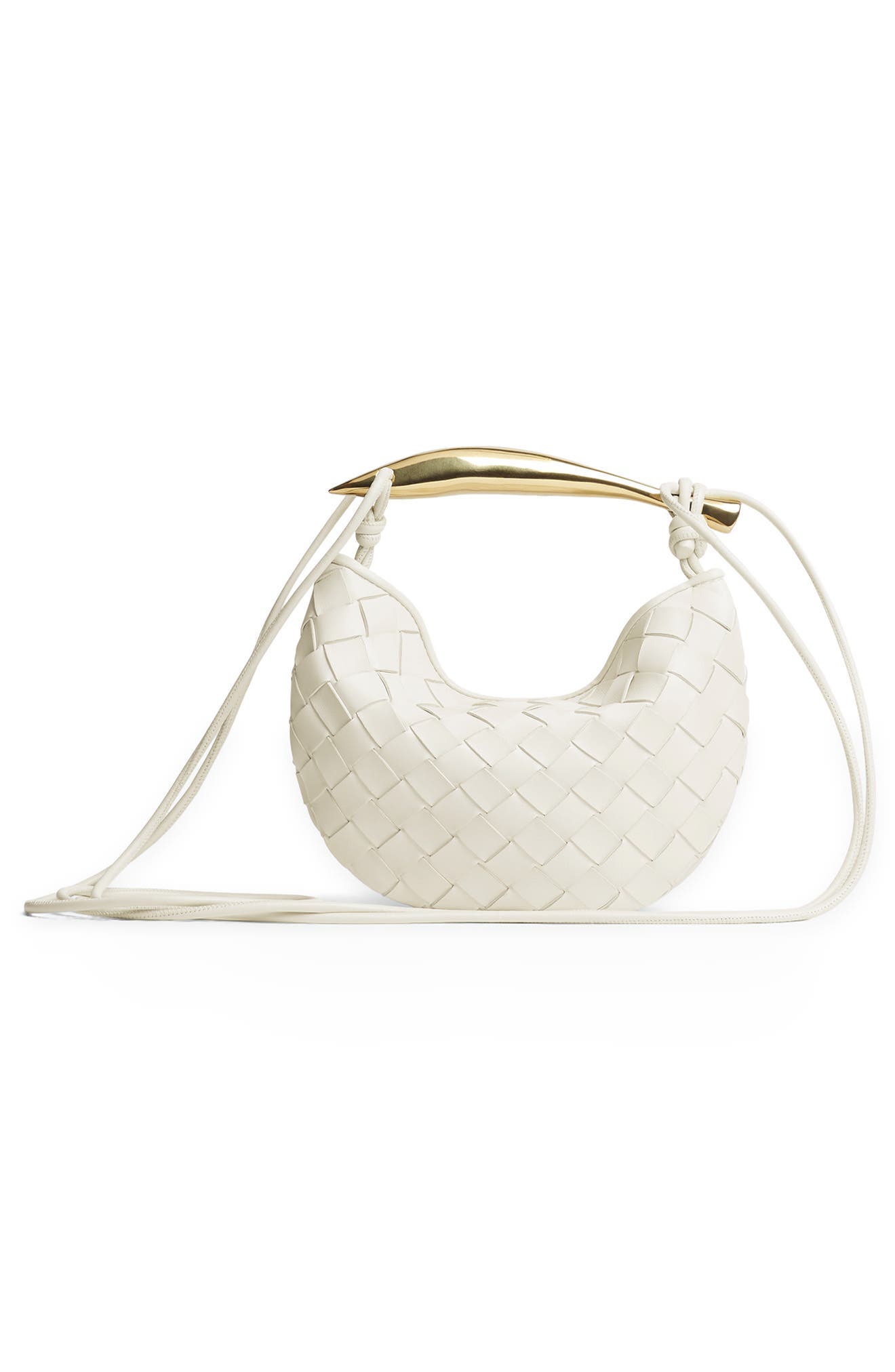 Bottega Veneta Sardine Intrecciato Crossbody Bag, Alternate, color, 9104 Chalk-M Brass