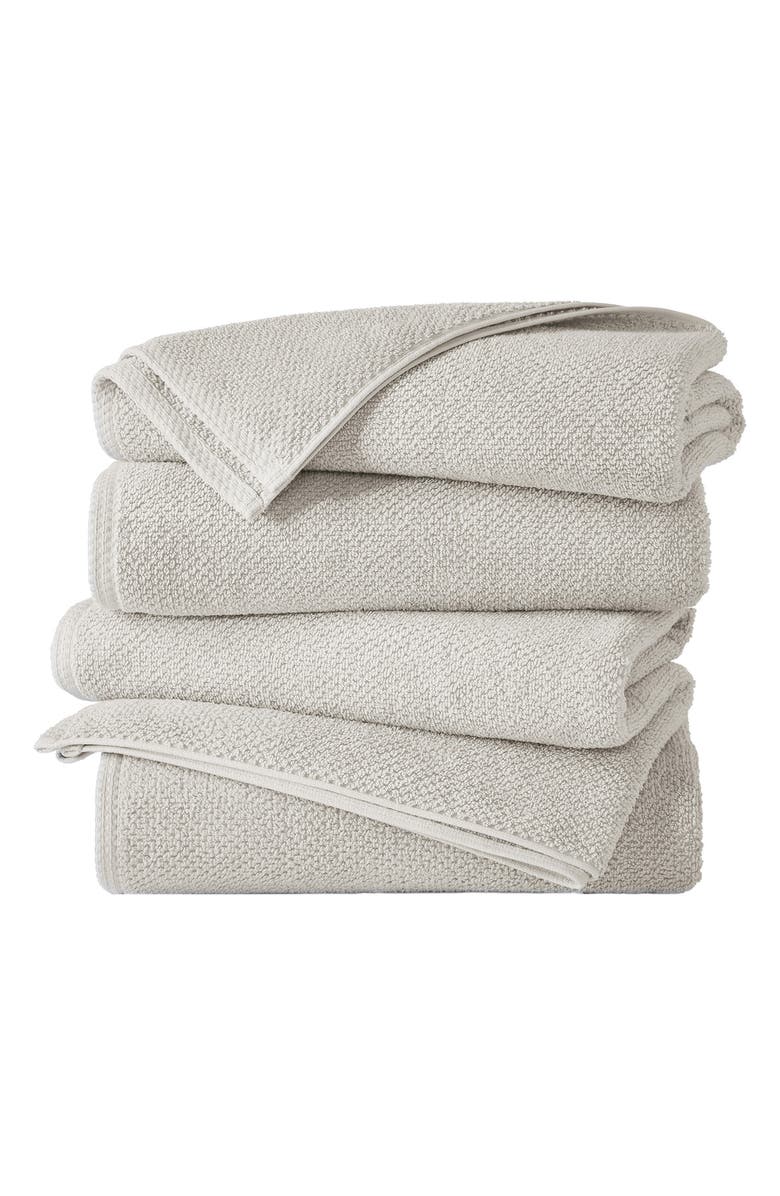 Woven & Weft Cotton 4-Pack Textured Bath Towels, Main, color, Light Grey