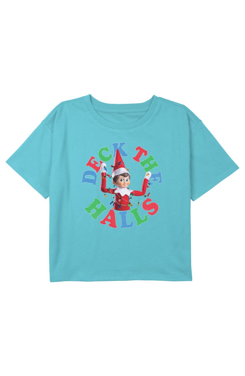 THE ELF ON THE SHELF Girl's The Elf on the Shelf Deck the Halls Christmas Lights Graphic T-Shirt, Main, color, Blue