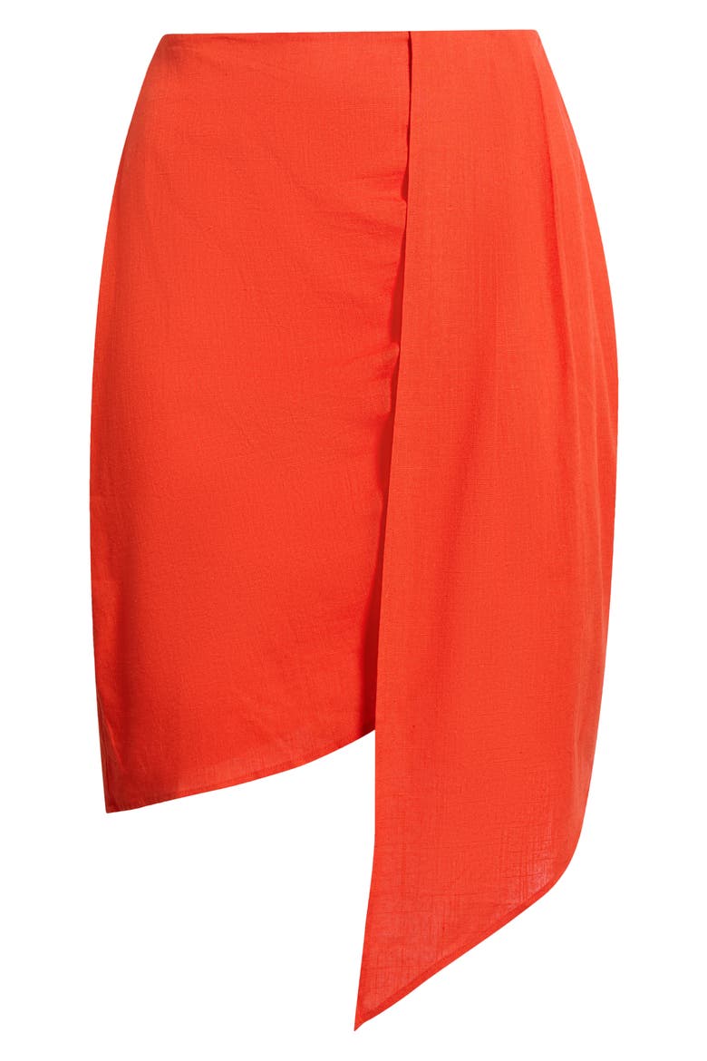 Bet on You Faux Wrap Skirt, Alternate, color, RED ORANGE