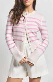 Derek Lam 10 Crosby Mariana Reversible Stripe Wool Blend Cardigan
