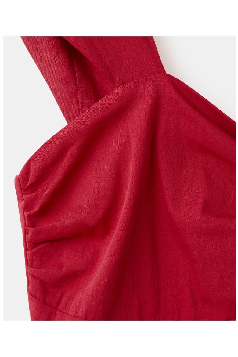 Open Back Cotton Blend Midi Dress, Alternate, color, RED