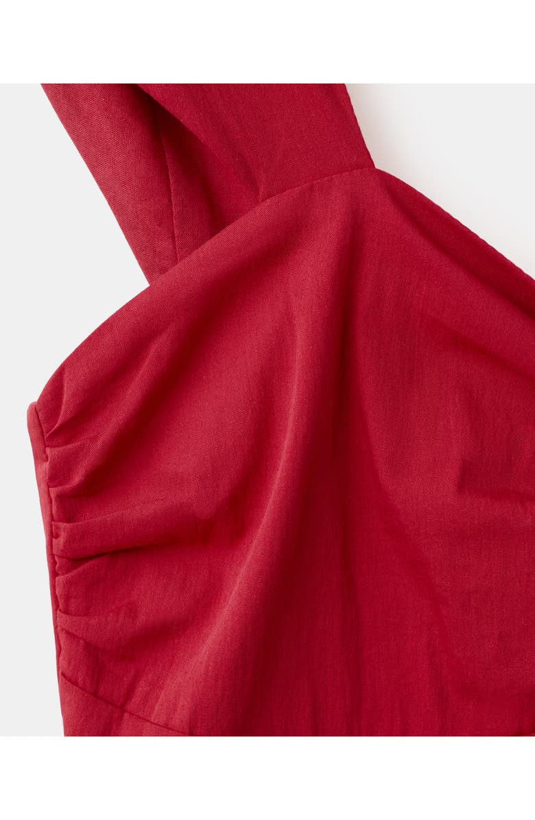 MANGO Open Back Cotton Blend Midi Dress, Alternate, color, Red