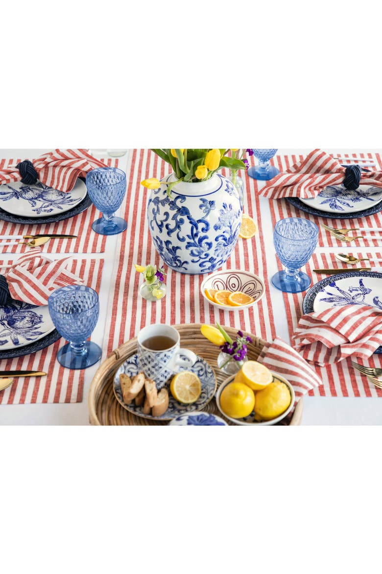 Linen Table Runner - Amalfi Stripe, Alternate, color, Red and White