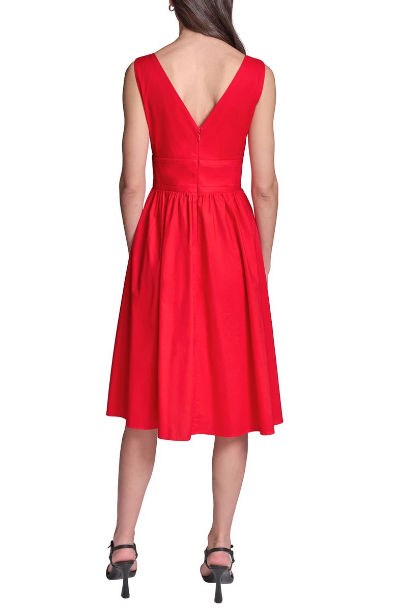 KARL LAGERFELD PARIS Cotton Midi Dress, Alternate, color, Tomato