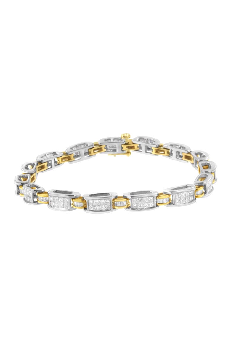 14K Two-Tone Gold 3.00 cttw Diamond Link Bracelet, Main, color, Yellow