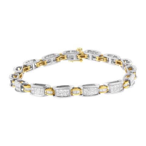 14K Two-Tone Gold 3.00 cttw Diamond Link Bracelet