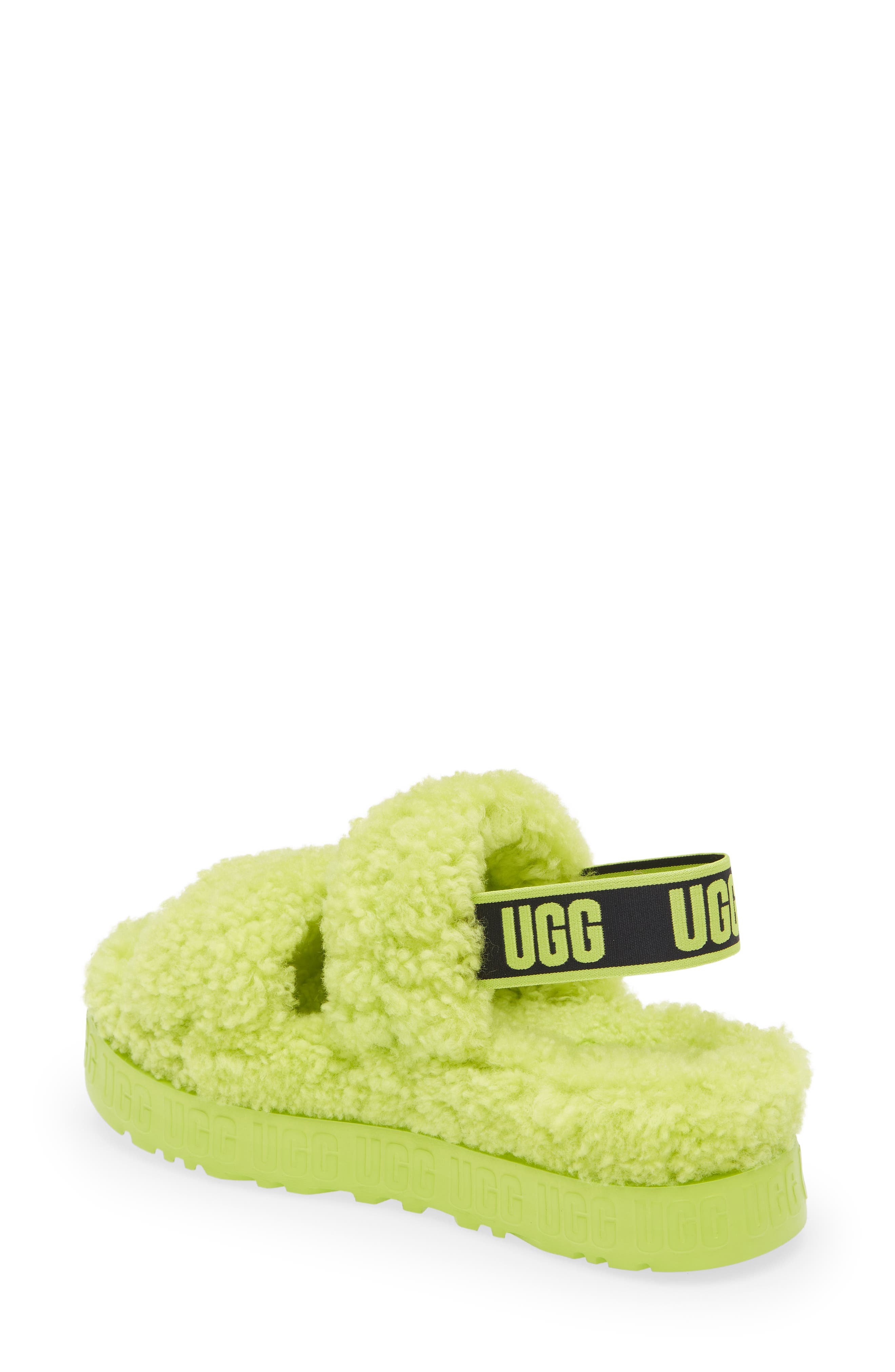 Oh Fluffita Genuine Shearling Slingback Sandal, Alternate, color, KEY LIME