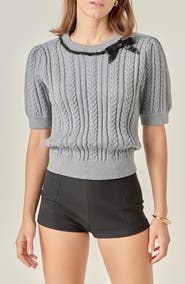 English Factory Big Bow Puff Sleeve Sweater