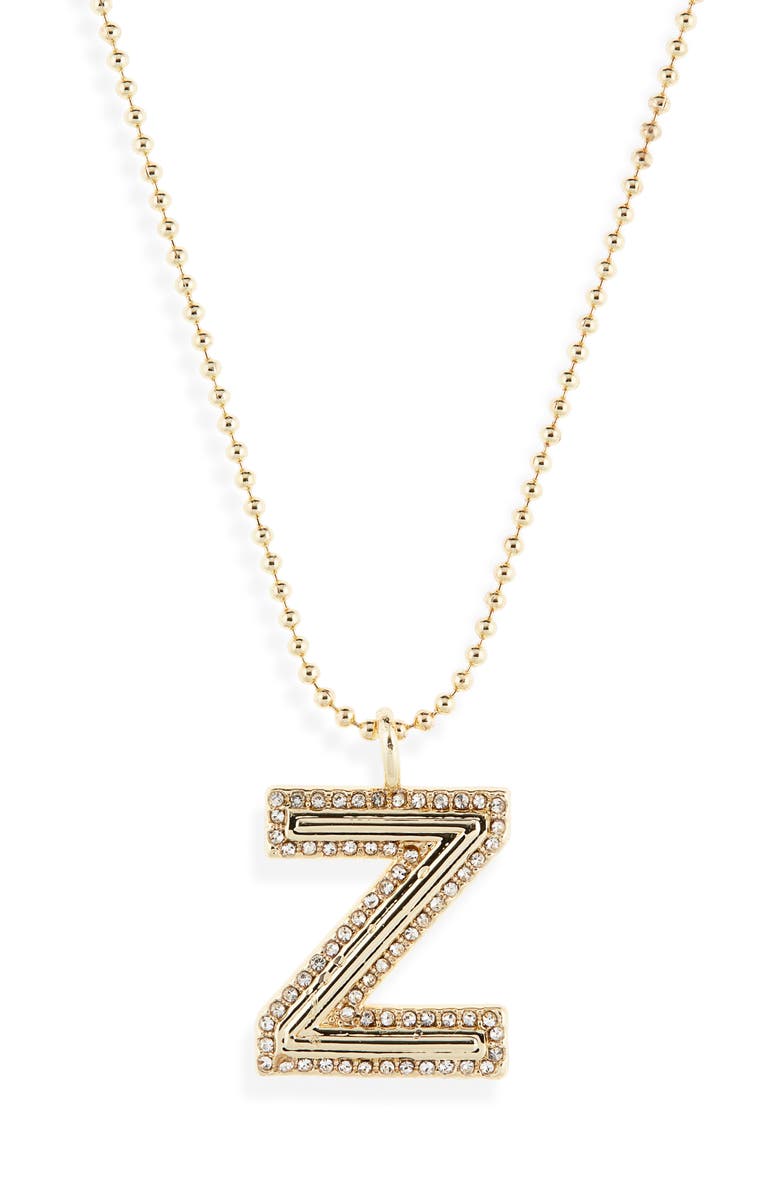 BaubleBar Arianna Initial Pendant Necklace, Main, color, Gold Z