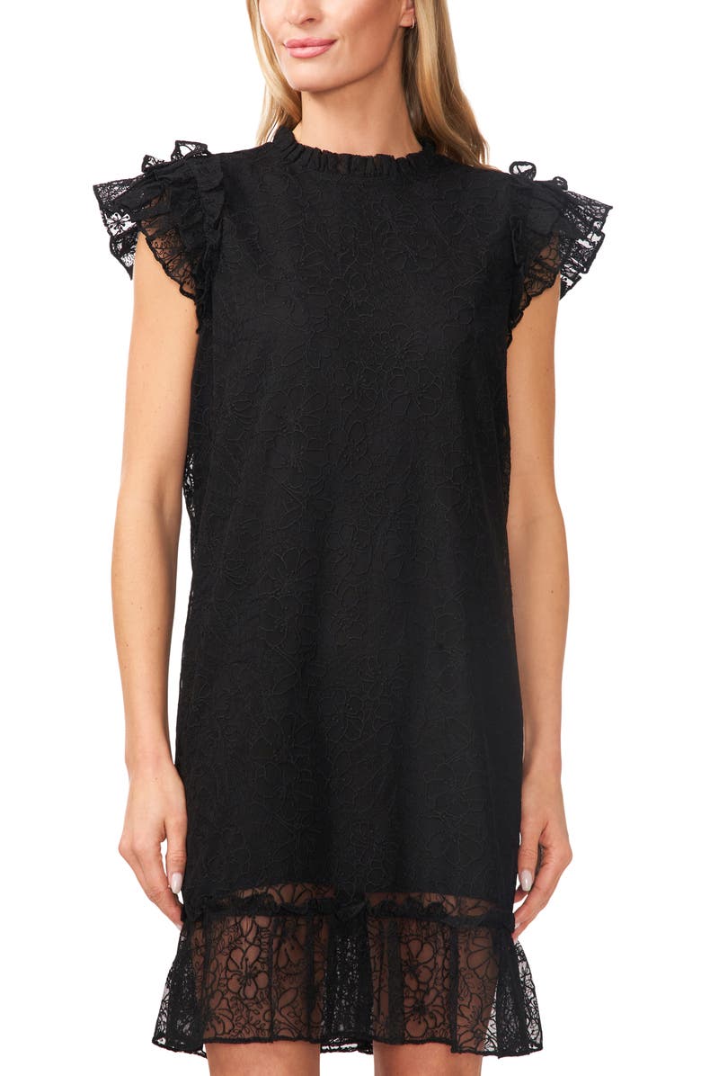 CeCe Lace Ruffle Shift Minidress, Alternate, color, 