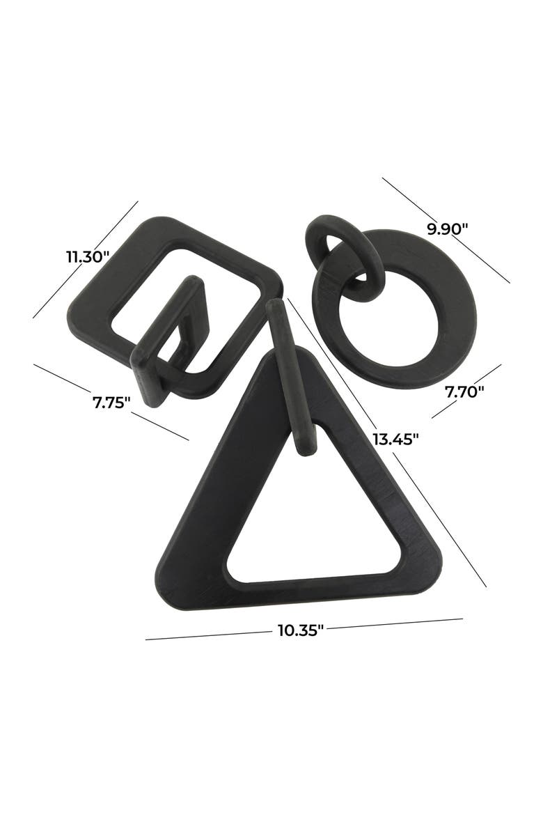 Set of 3 Geometric Chain Link Sculptures, Alternate, color, BLACK